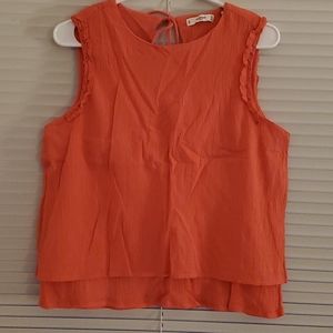 Layered coral linen Mango top